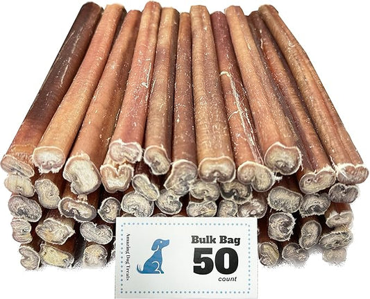 Amazing Dog Treats - Bully Sticks 6 Inch Medium Size (50 Pcs/Pack) - Bully Stick Dog Chews - Long Lasting Bully Sticks for Medium Dogs - Bully Stick Dog Bone - No Hide Dog Chew
