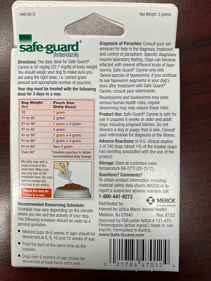 ThePetStop Safe-Guard Canine Dewormer 3 Dose x 1 Gram