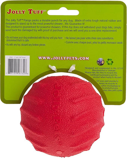 Jolly Pets Tuff Tosser Bouncing Ball Tog Toy/Treat Holder, 3 Inches, Red