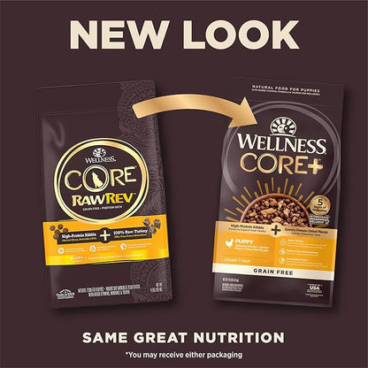 Wellness CORE RawRev Grain-Free Dry Puppy Food, Natural Ingredients, Made in USA with Real Freeze-Dried Meat (Puppy, Turkey, 10 lbs)