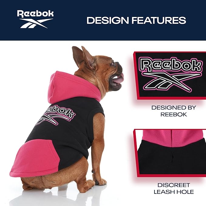 Reebok Dog Hoodie – Fleece Dog Sweater with Leash Hole, Cold Winter Dog Sweatshirt for Small Medium and Large Dogs, Premium Dog Fall Sweater Pullover Hoodie, Cozy Warm Perfect Dog Christmas Outfit