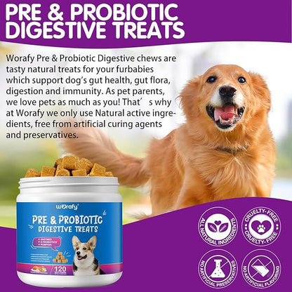 Probiotics for Dogs,Dog Probiotics for Digestive Enzymes,Gut Health,Itchy Skin,Allergies,Yeast Balance,Probiotics Chew for Dogs,Dog Probiotics for Small,Medium,Large Dogs,120 Count,Peking Duck Flavor