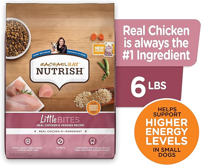 Nutrish Rachael Ray Little Bites Dry Dog Food, Chicken & Veggies Recipe for Small Breeds, 6 Pounds