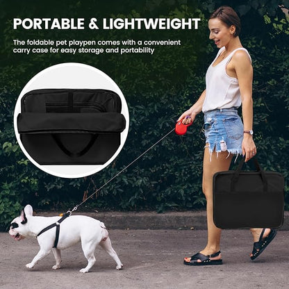 X-ZONE PET Dog Playpen Portable Pet Play Pens for Puppies, Cat, Rabbit, Chicks, Foldable Exercise Play Tent Kennel Crate, Indoor/Outdoor Travel Camping Black X-Large