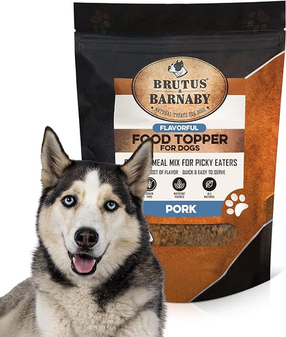 BRUTUS & BARNABY Dog Food Topper - Pork - Enhance Your Dogs Kibble with This Bacon Flavor Packed Mix - Sprinkle On Dog Food Flavoring for Picky Eaters - Just One Single Ingredient