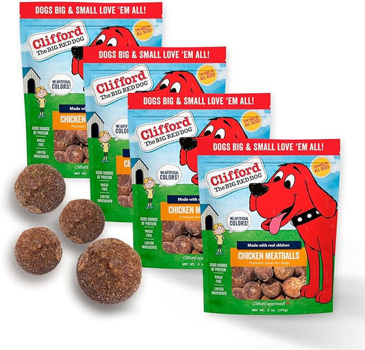 Clifford® Chicken Meatballs for Dogs | Natural Dog Treats for All Breed Dogs | Real Chicken Training Treats for Dogs, Wheat Free, Rawhide Free Small Dog Treats - Limited Ingredients (24oz)