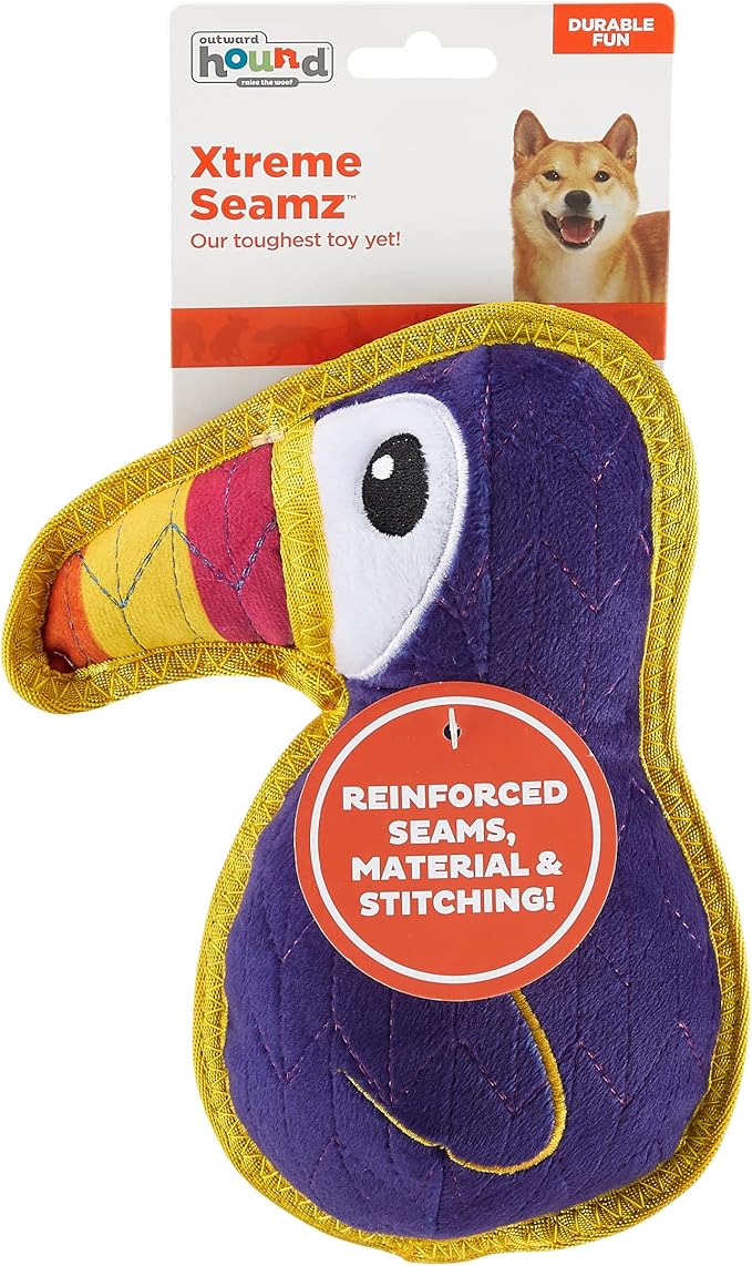 Outward Hound Xtreme Seamz Toucan Squeaky Durable Dog Toy