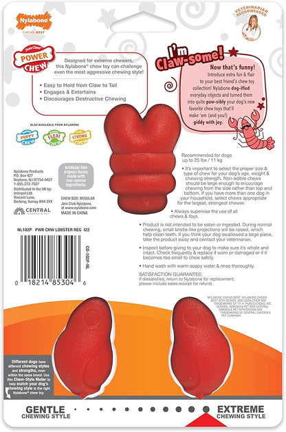 Nylabone Lobster Dog Toy Power Chew – Cute Dog Toys for Aggressive Chewers – with a Funny Twist! Filet Mignon Flavor, Small/Regular