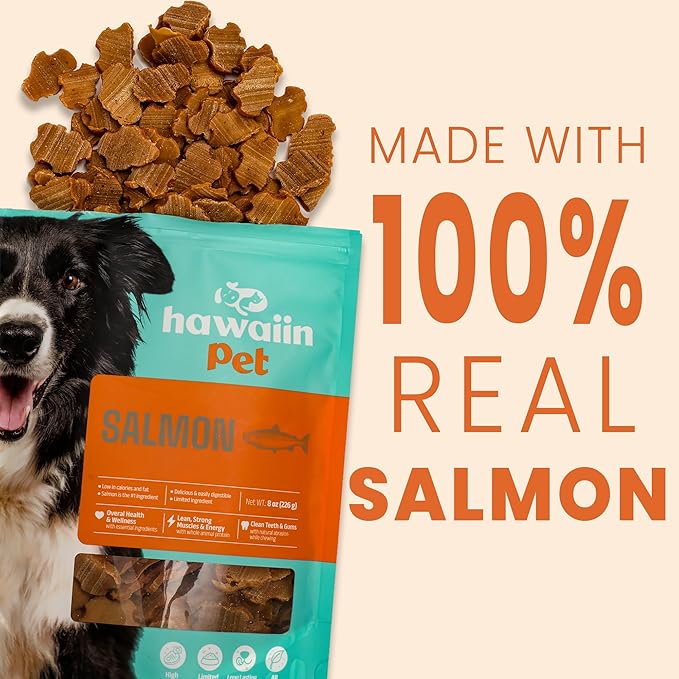 Salmon Slice Training Dog Treats 8 oz, Rawhide-Free, Grain-Free, Made with Real Meat, Healthy All Natural, Long-Lasting and Great Tasting Treat
