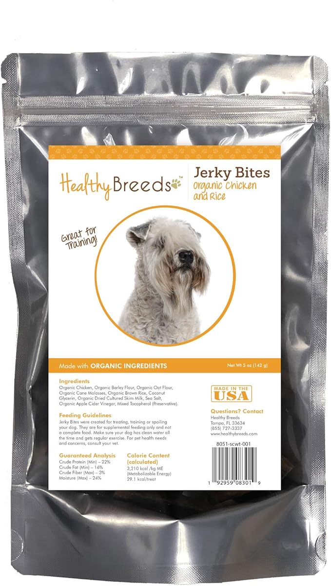 Healthy Breeds Soft Coated Wheaten Terrier Jerky Bites Chicken & Rice Recipe Dog Treats 5 oz