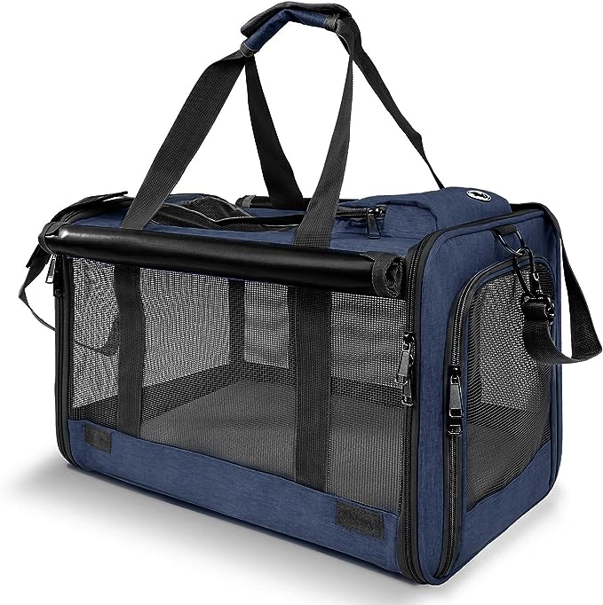 Medium Cat Carrier for Large Cat 15 lbs+ Soft Pet Carrier Small Puppy/Ventilated 2 Kittens Car Travel Bag Case/Comfy Big Cat 25 Pounds/Soft-Sided Mesh Cat Products Dark Blue