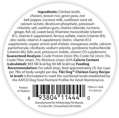 Tiki Dog Taste of The World - Dog Wet Food - Whole Foods - Thailand! Chicken Curry - 3 oz Cup