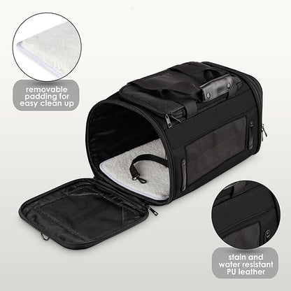 TSA Airline Approved PU Leather Luxury Pet Carrier - Size XS/S - for Small Dogs and Cats