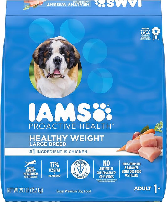 IAMS Adult Healthy Weight Control Large Breed Dry Dog Food with Real Chicken, 29.1 lb. Bag