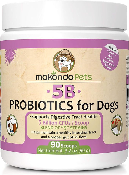 Probiotics for Dogs & Puppies–Extra Strength 9 Species, 5 Billion CFU per Scoop of Dog Probiotics and Digestive Enzymes for Dogs. Support Fiber for Dogs & Dog Allergy Relief– Powder Probiotic for Dogs
