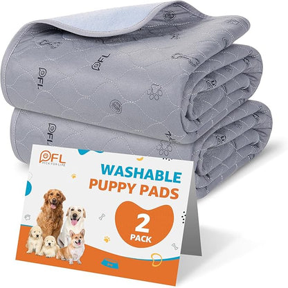 washable pee pads for dogs, 2Pack Puppy Pads Washable,Absorbent reusable Whelping Pads Non-Slip Dog Mats with Bone Print for Floor Protector, Couch Cover, Crate, Potty Training -36x41