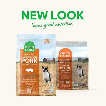 Open Farm Farmer's Table Pork Grain-Free Dry Dog Food, Family Farmed Pork Recipe with Non-GMO Superfoods and No Artificial Flavors or Preservatives, 4 lbs