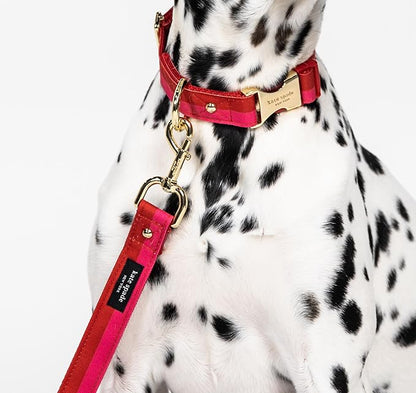 Kate Spade New York 6ft Dog Leash, Heavy Duty Leash for Female or Male Dogs, Cute Pet Leash with Gold Metal Hardware, Long Dog Lead for Medium and Large Breeds (Red and Pink)