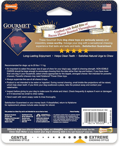 Nylabone Gourmet Style Strong Chew Wishbone Dog Chew Toy, Bacon Flavor, Small/Regular (1 Count)