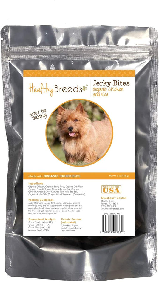 Healthy Breeds Norwich Terrier Jerky Bites Chicken & Rice Recipe Dog Treats 5 oz