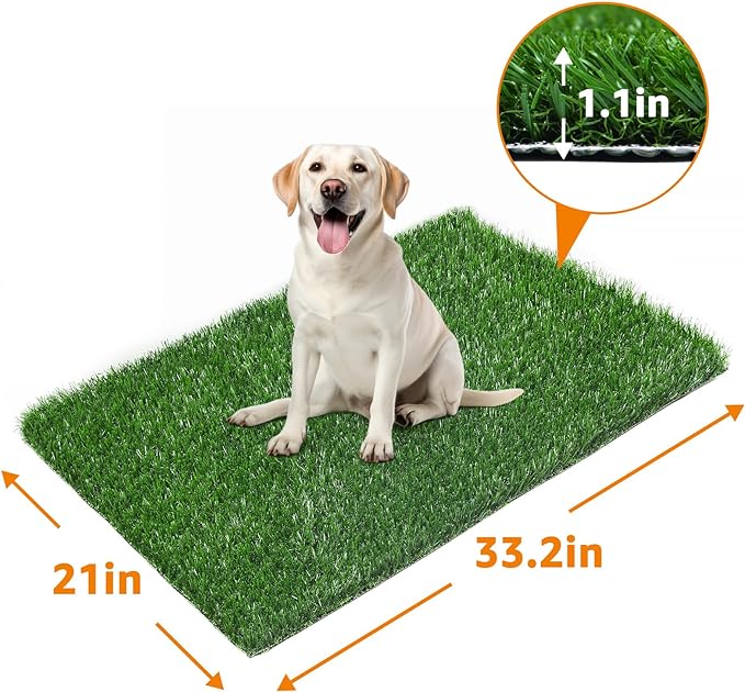 LOOBANI 33.2in x 21in Replacement Artificial Grass Puppy Training Pads, Quickly Absorbency Portable Dog Potty Grass, Fit 35x23in Potty Tray(1 Pack)