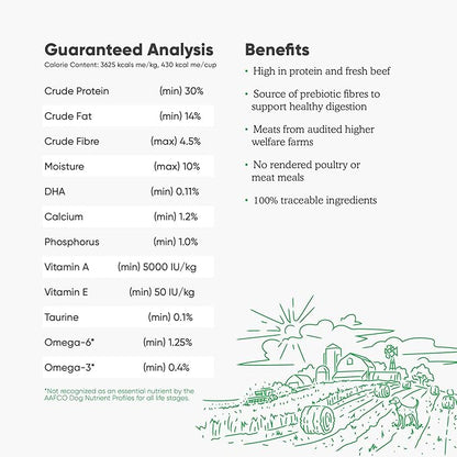 Open Farm Ancient Grains Dry Dog Food, Humanely Raised Meat Recipe with Wholesome Grains and No Artificial Flavors or Preservatives (Grass-Fed Beef Ancient Grain, 11 Pound (Pack of 1))