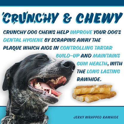 Chicken On A Stick Crunchy & Chewy Chicken Jerky Wrapped Rawhides for Dogs, Made in The USA Dog Treats, 2 in 1 Treat for Toy to Small Dogs 75 Ct