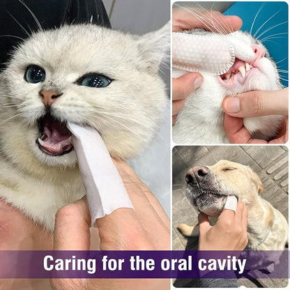 HavenJanny 50pcs Pet Teeth Cleaning Wipes for Dogs and Cats, Dog Dental Wipes for Reducing Plaque and Freshening Breath, Disposable Gentle Cleaning and Gum Care Pet Wipes