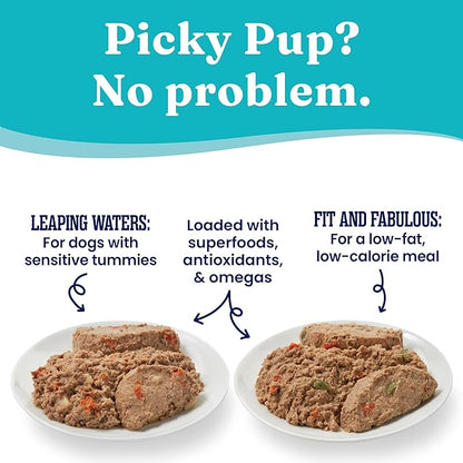 Solid Gold Wet Dog Food Variety Pack for Picky Eaters - Fit & Fabulous Chicken + Leaping Waters Chicken & Salmon Grain Free Canned Dog Food - Made with Real Protein for Sensitive Stomachs - 6 Pack