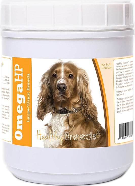 Healthy Breeds English Cocker Spaniel Omega HP Fatty Acid Skin and Coat Support Soft Chews 90 Count