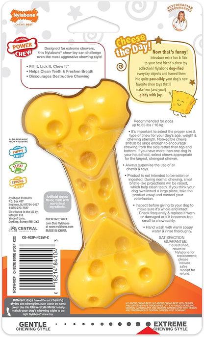 Nylabone Power Chew Cheese Dog Chew Toy - Fun & Cute Dog Toys for Aggressive Chewers - Durable Dog Toys - Medium/Wolf (1 Count)