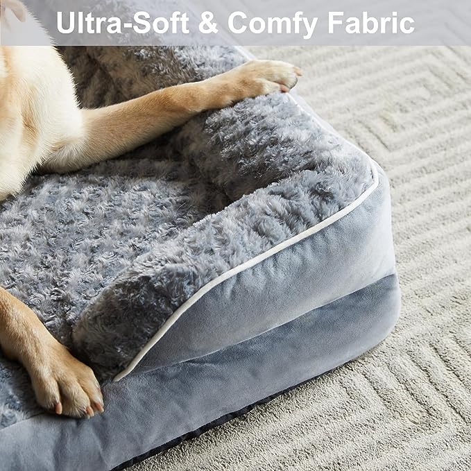 WNPETHOME Dog Beds for Large Dogs, Washable Dog bed, Bolster Dog Sofa Bed with Waterproof Lining & Non-skid Bottom, Orthopedic Egg Foam Dog Couch for Pet Sleeping, Pet Bed for Large dogs