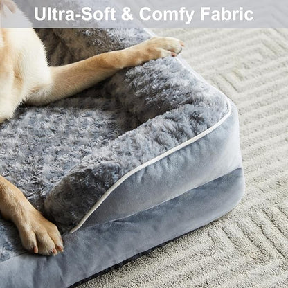 WNPETHOME Dog Beds for Extra Large Dogs, Washable, Bolster Sofa Bed with Waterproof Lining & Non-Skid Bottom, Orthopedic Egg Foam Couch for Pet Sleeping, Pet Bed