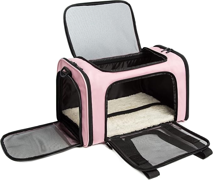 Cat Carrier Dog Carrier Pet Carrier Cat Bags for Small Medium Cats Dogs Puppies of 15 Lbs,of Airline Approved Small Dog Bag Soft Sided,Collapsible Travel Puppy Carrier (Medium, Pink)