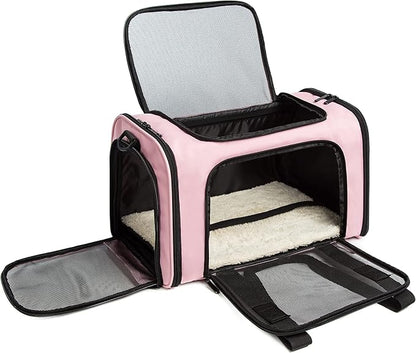 Cat Carrier Dog Carrier Pet Carrier Cat Bags for Small Medium Cats Dogs Puppies of 15 Lbs,of Airline Approved Small Dog Bag Soft Sided,Collapsible Travel Puppy Carrier (Medium, Pink)