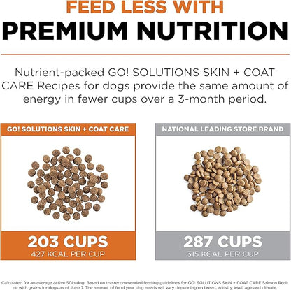 GO! SOLUTIONS Skin + Coat Care - Dry Dog Food, 12 lb - Salmon Recipe with Grains for All Life Stages - Complete + Balanced Nutrition for Dogs