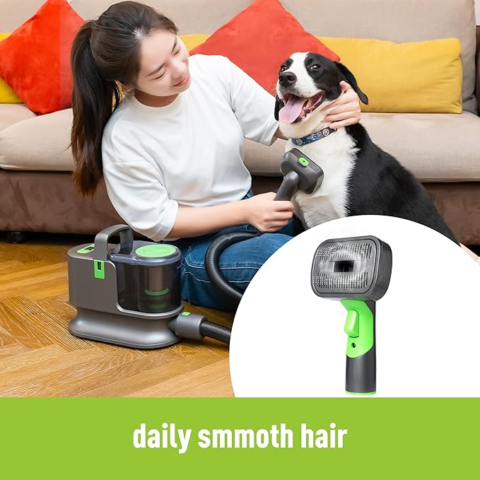 Vkiskli Pet Clipper Grooming & Pet Grooming Vacuum Kit,Low Noise Technology Picks Up 99% Pet Hair,4 in 1 Proven Grooming Tools,1.2L Capacity Pet Hair Dust Cup (with Clipper)