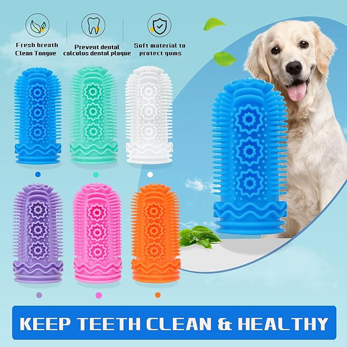Cat Dog Toothbrush, Dog Tooth Brushing Kit, Cat Toothbrush, Dog Teeth Cleaning, Dog Finger Toothbrush, Dog Tooth Brush for Small & Large Pets, (6)