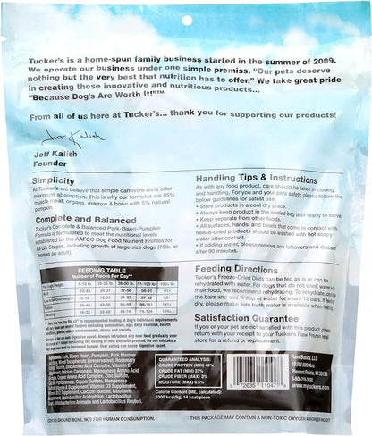 Tucker's Raw Frozen Freeze Dried Raw Dog Food, Pork, Bison & Pumpkin Formula 14oz