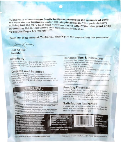 Tucker's Raw Frozen Freeze Dried Raw Dog Food, Pork, Bison & Pumpkin Formula 14oz
