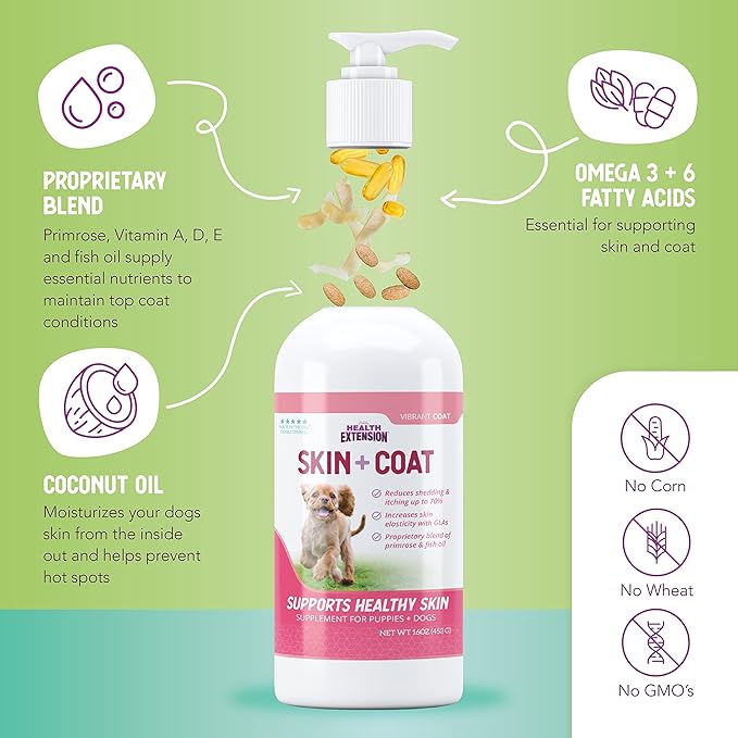 Health Extension Skin & Coat for Puppies and Dogs, 16-ounces
