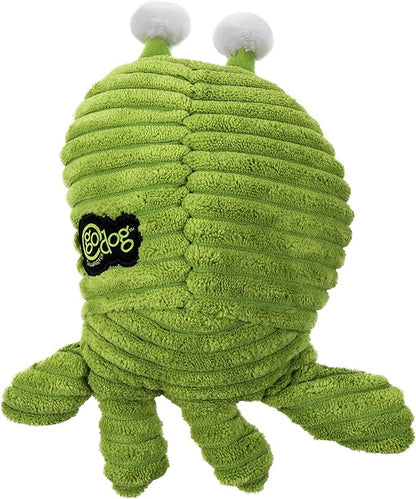 goDog PlayClean Germs Squeaky Plush Dog Toy with Odor-Eliminating Essential Oils, Chew Guard Technology - Green, Small