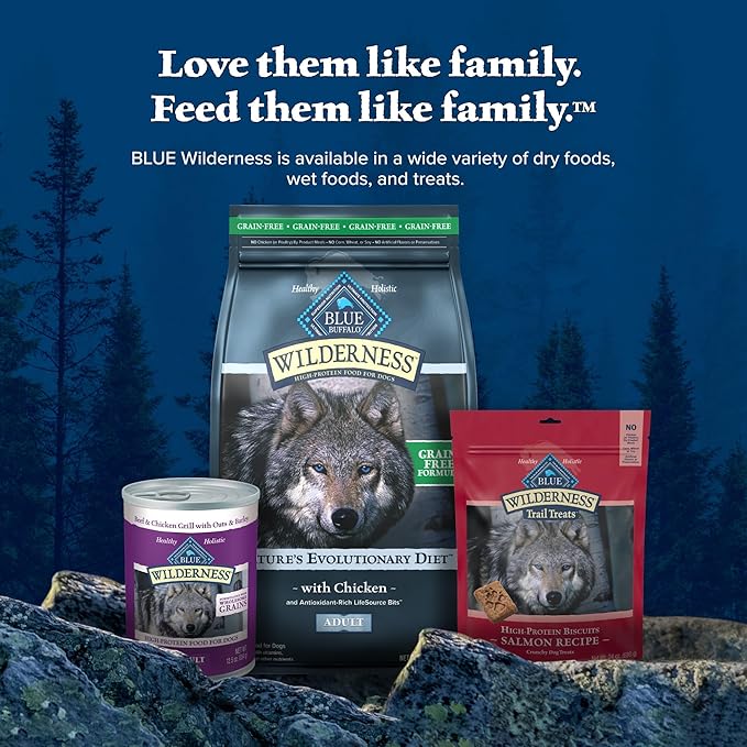 Blue Buffalo Wilderness Adult High-Protein Dry Dog Food with Real Chicken, Grain-Free, Made in the USA with Natural Ingredients, Chicken, 4.5-lb. Bag