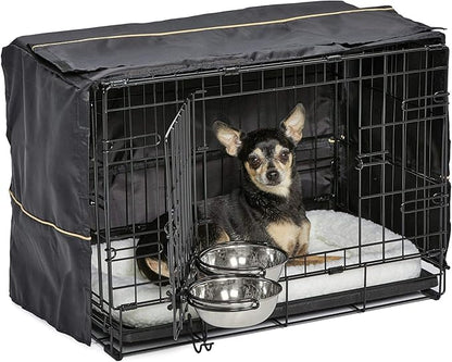MidWest iCrate Starter Kit for X-Small Dogs - 22" Crate With Bed, Bowls & Cover For Pets Under 12 lbs