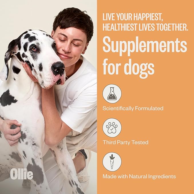 Ollie Dog Skin & Coat Supplement - Soothes Irritated Skin - Promotes Healthy & Shiny Fur & Coat - 60 Count Appx.