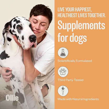 Ollie Dog Skin & Coat Supplement - Soothes Irritated Skin - Promotes Healthy & Shiny Fur & Coat - 60 Count Appx.