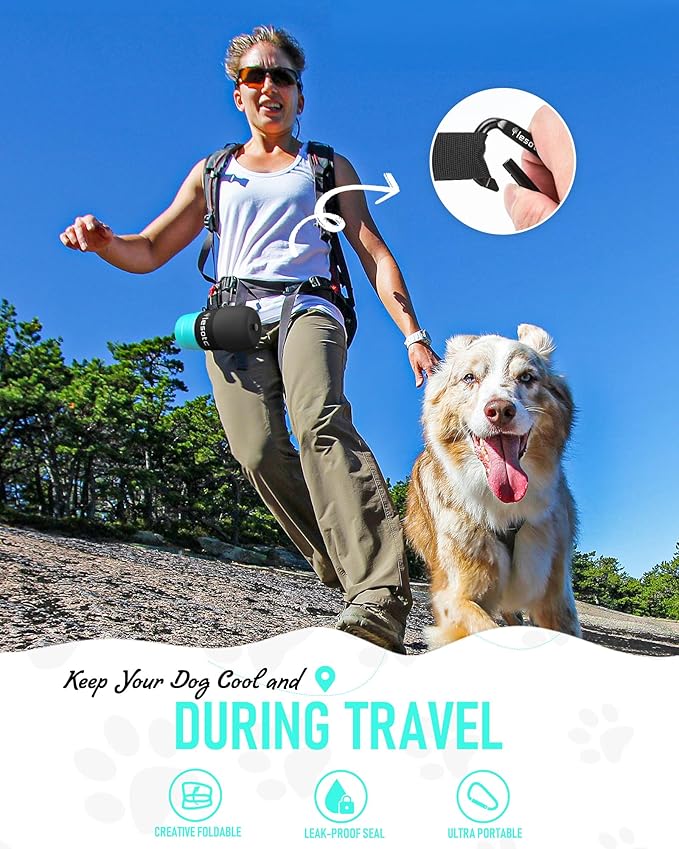 lesotc 2024 Upgraded Dog Water Bottle, Portable Dog Water Bottle Water Bowl, Leak Proof Foldable Dog Travel Water Bottle for Outdoor Walking, Hiking, Travel, Lightweight