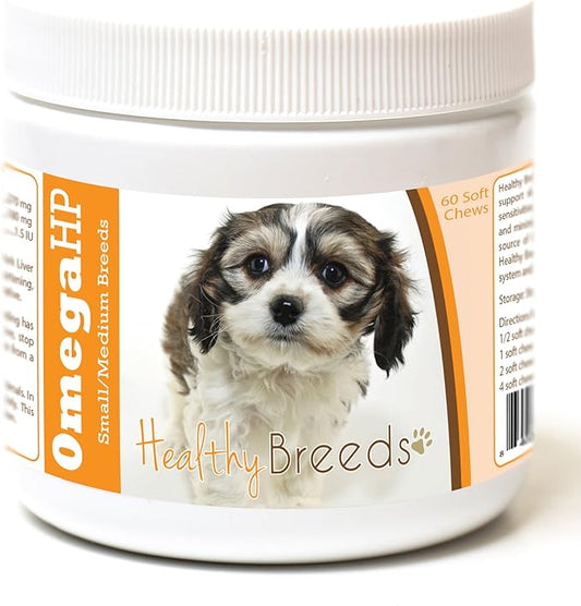 Healthy Breeds Cavachon Omega HP Fatty Acid Skin and Coat Support Soft Chews 60 Count