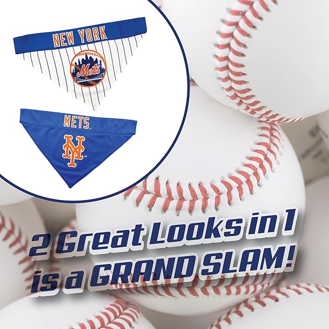 Pets First MET-3217-S-M MLB Dog Bandana - New York Mets Reversible Pet Bandana, Small/Medium, MLB Team Color