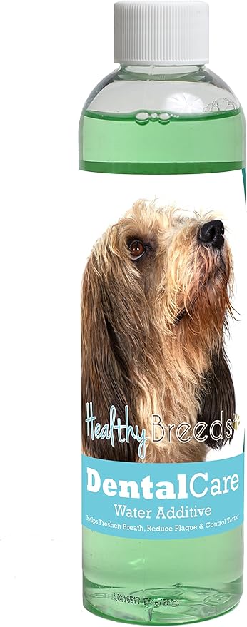 Healthy Breeds Dog Dental Care Water Additive for Petits Bassets Griffons Vendeen - Helps Freshen Breath, Reduce Plaque & Control Tartar - Mint Flavor - 8 oz